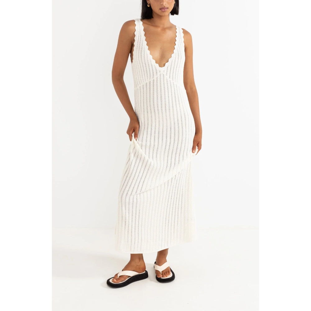 RHYTHM SCALLOP KNIT MAXI DRESS CREAM