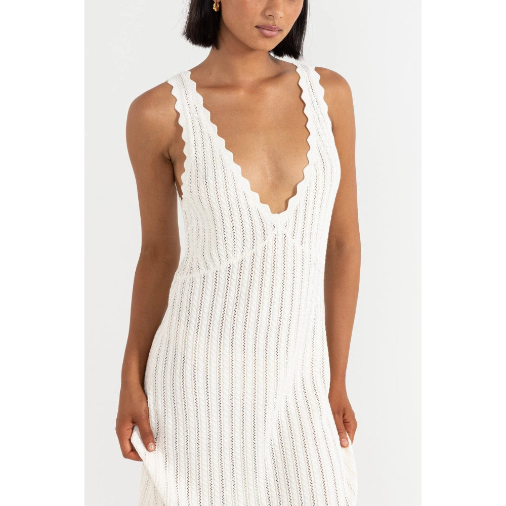 RHYTHM SCALLOP KNIT MAXI DRESS CREAM