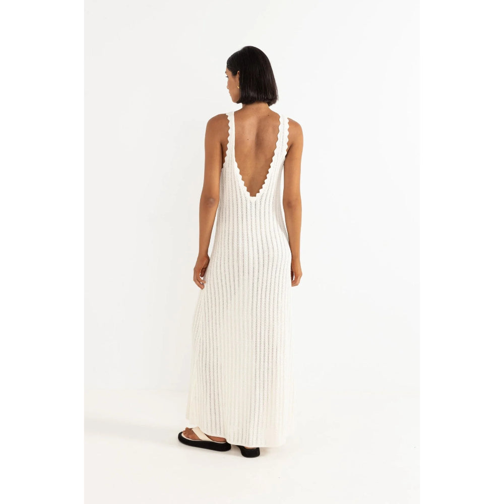 RHYTHM SCALLOP KNIT MAXI DRESS CREAM