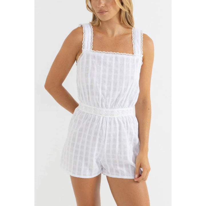 RHYTHM ISLA LACE PLAYSUIT WHITE