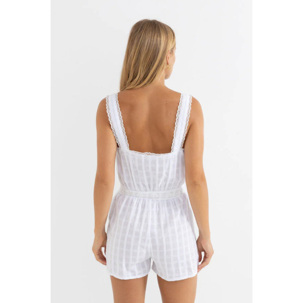 RHYTHM ISLA LACE PLAYSUIT WHITE
