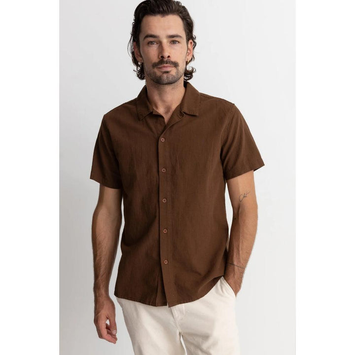 RHYTHM CLASSIC LINEN S/S SHIRT CHOCOLATE