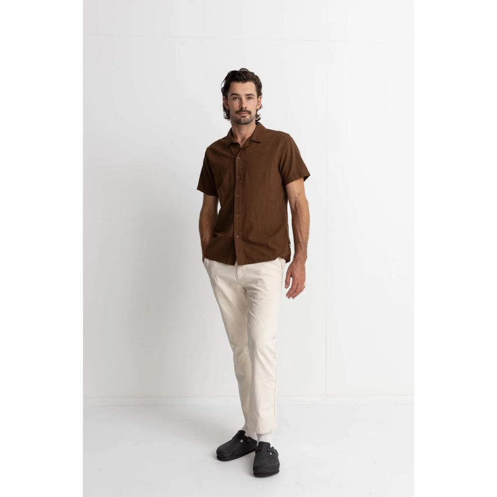 RHYTHM CLASSIC LINEN S/S SHIRT CHOCOLATE