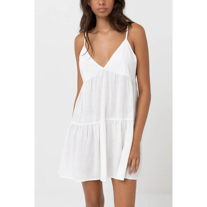 RHYTHM CLASSIC TIERED MINI DRESS WHITE