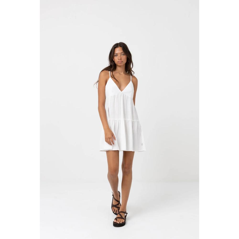 RHYTHM CLASSIC TIERED MINI DRESS WHITE