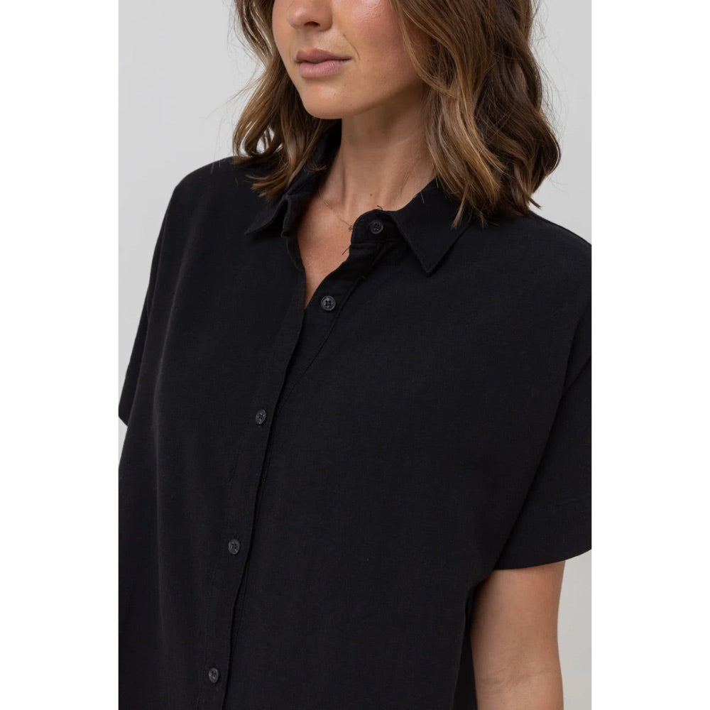 RHYTHM CLASSIC SHIRT DRESS BLACK – La Boutique Sharks