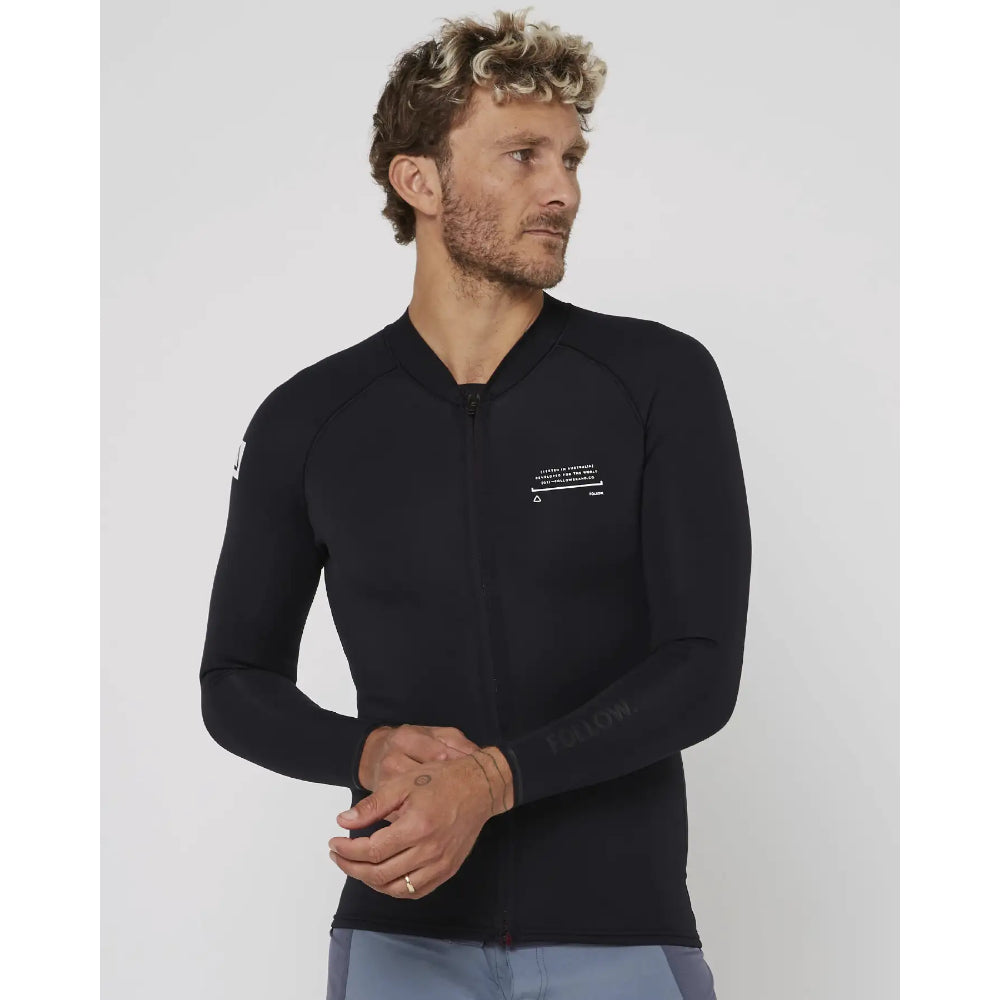 FOLLOW FRONT ZIP 1MM WETTY TOP BLACK
