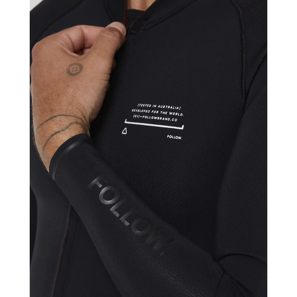 FOLLOW FRONT ZIP 1MM WETTY TOP BLACK