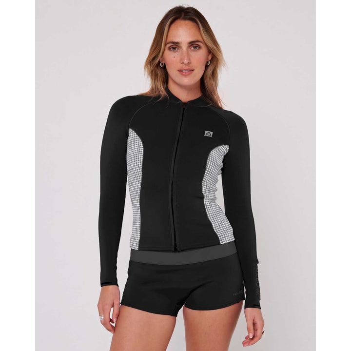 FOLLOW WMS FRONT ZIP 1MM WETTY TOP BLACK