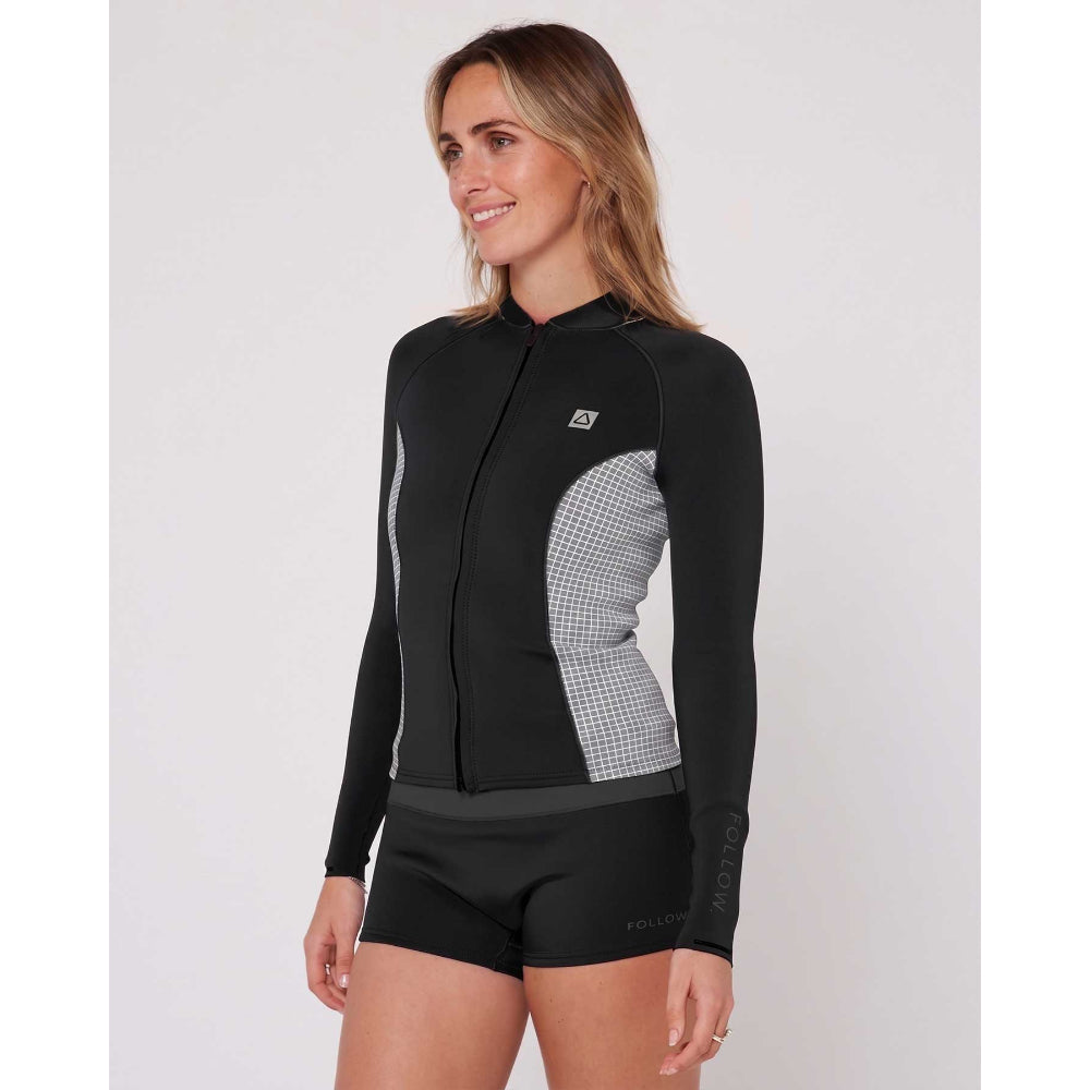 FOLLOW WMS FRONT ZIP 1MM WETTY TOP BLACK