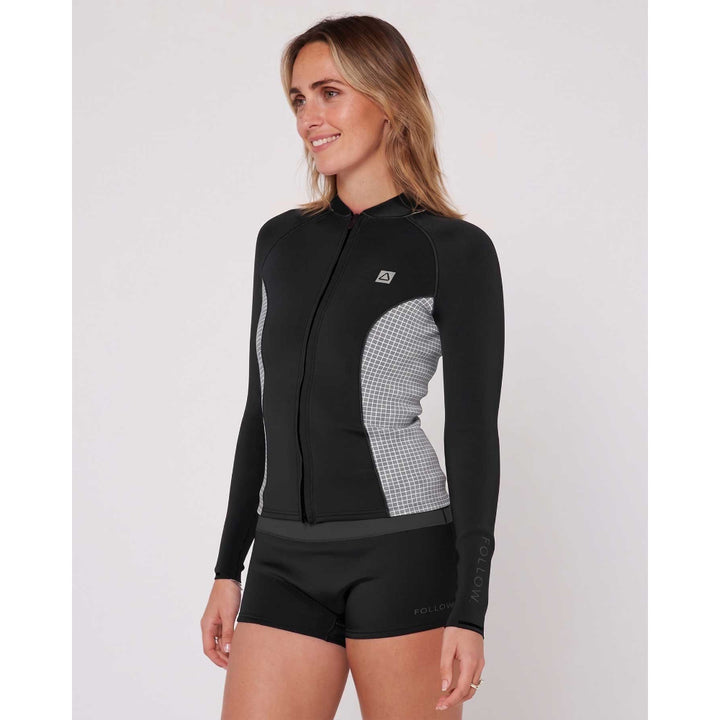 FOLLOW WMS FRONT ZIP 1MM WETTY TOP BLACK