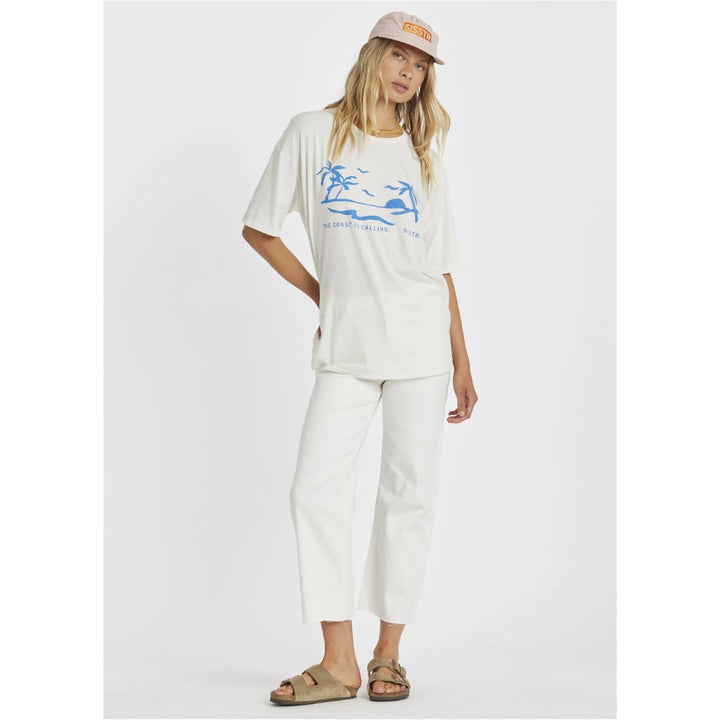 SISSTR KICKIN IT SLOUCH TEE WHITE