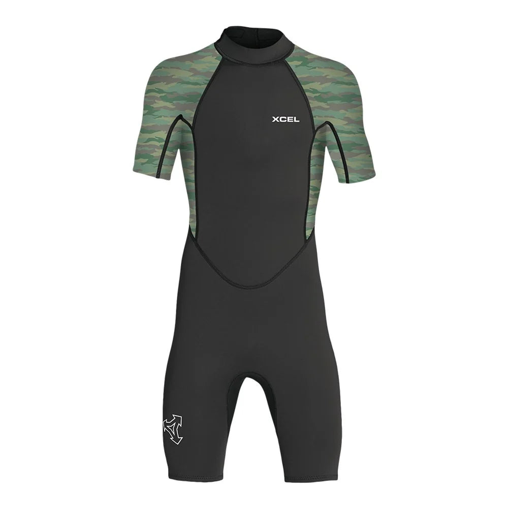 XCEL YOUTH AXIS 2MM BACK ZIP BLACK/GREEN CAMO