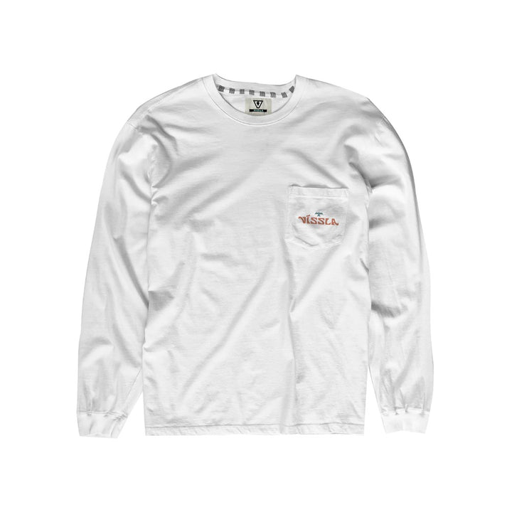 VISSLA WEST WINDS LONG SLEEVE POCKET TEE WHITE