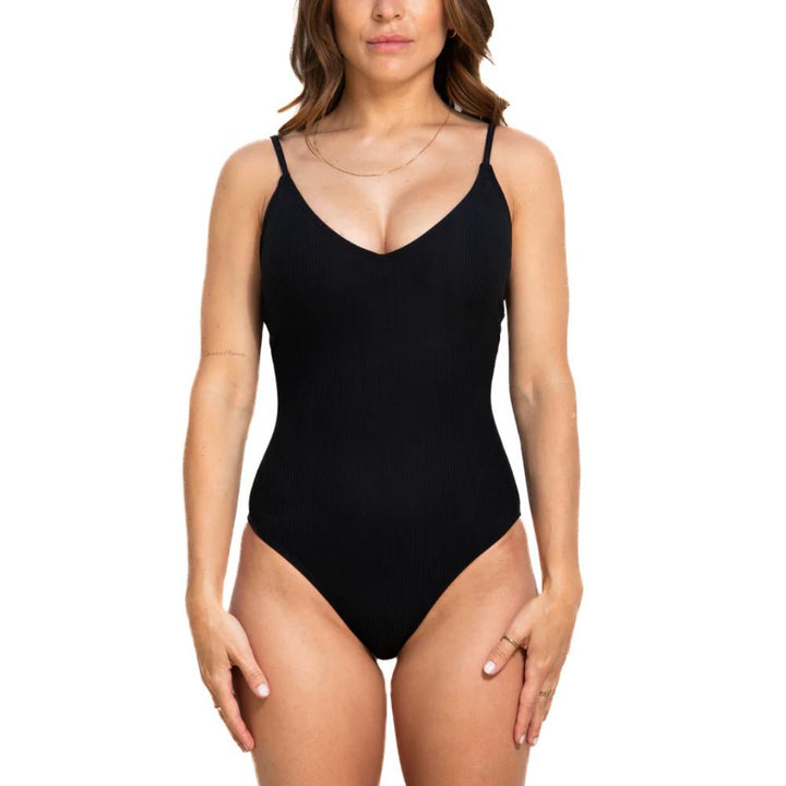 NANA THE BRAND ANNE RIBBED BLACK ONE-PIECE