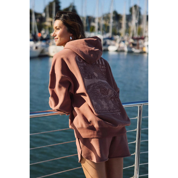 O'NEILL CHORE BREAK SCALLOP FLEECE LOUNGE SHORTS CAROB BROWN