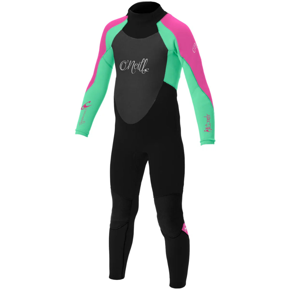 O'NEILL GIRL'S EPIC 4/3 BACK ZIP BLACK/SEAGLASS/BERRY