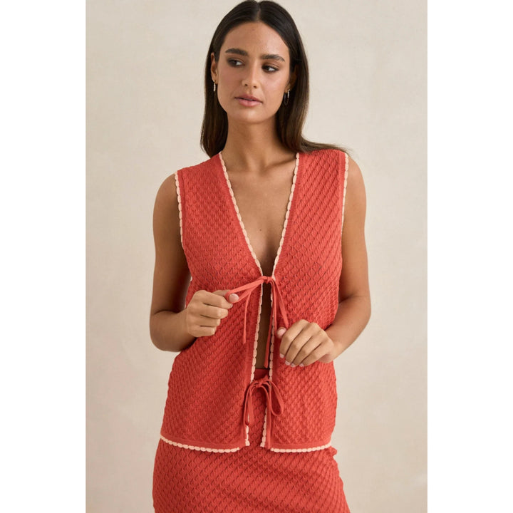 RHYTHM GIGI KNIT MINI SKIRT RED