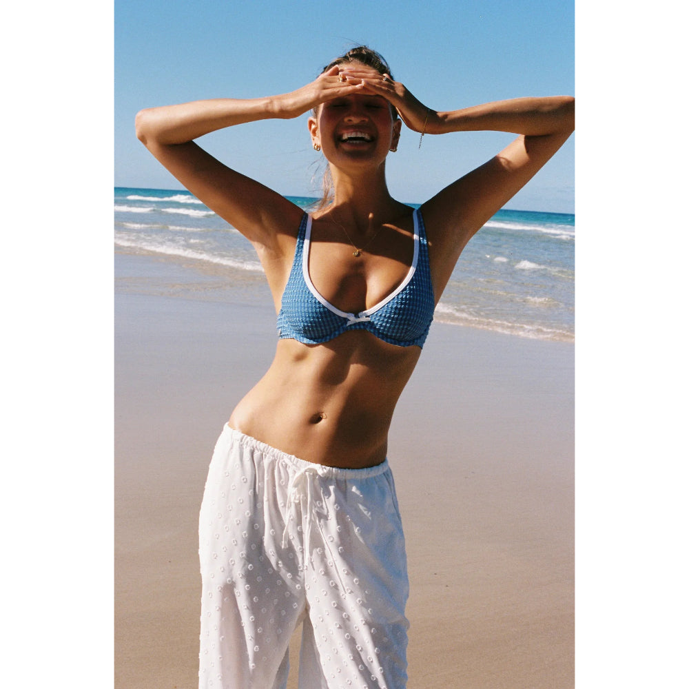 RHYTHM LOLA CHECK UNDERWIRE TOP BLUE