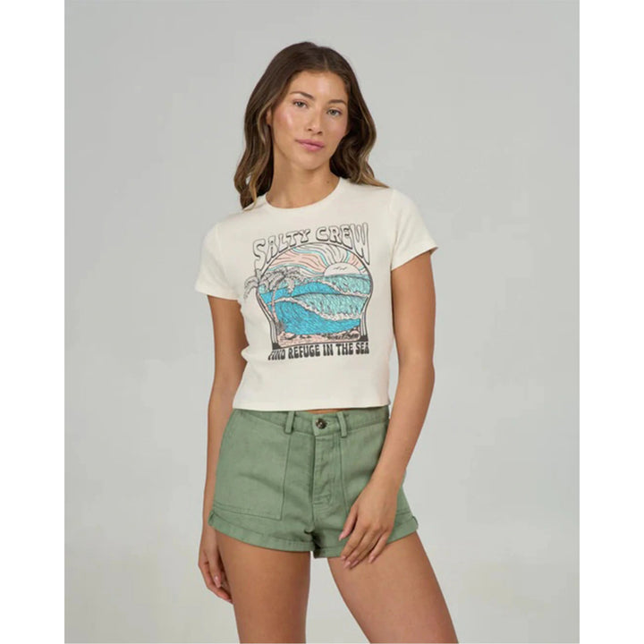 SALTY CREW KEYHOLE BABY TEE OFF WHITE