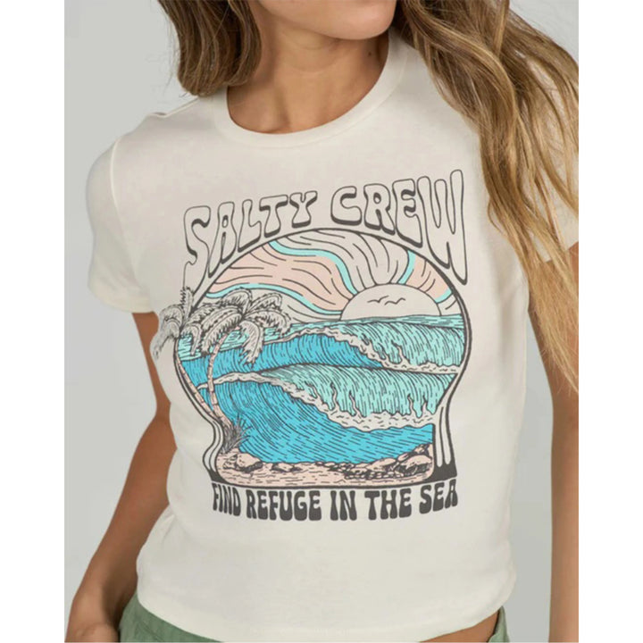 SALTY CREW KEYHOLE BABY TEE OFF WHITE