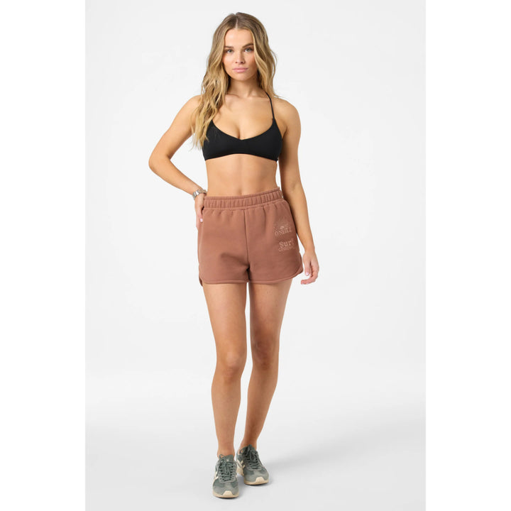 O'NEILL CHORE BREAK SCALLOP FLEECE LOUNGE SHORTS CAROB BROWN