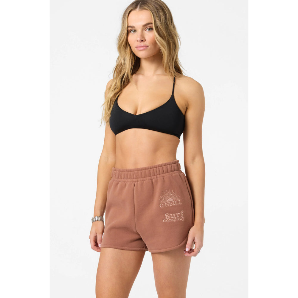O'NEILL CHORE BREAK SCALLOP FLEECE LOUNGE SHORTS CAROB BROWN