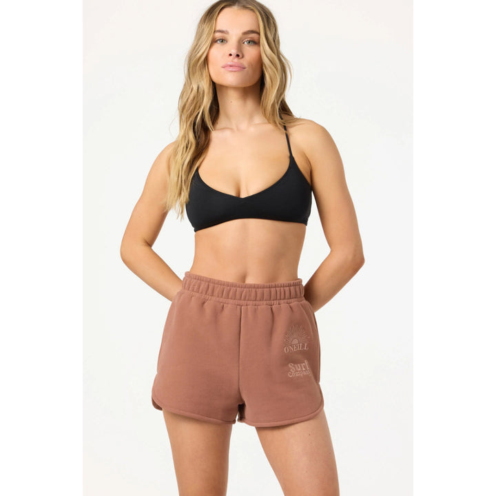 O'NEILL CHORE BREAK SCALLOP FLEECE LOUNGE SHORTS CAROB BROWN