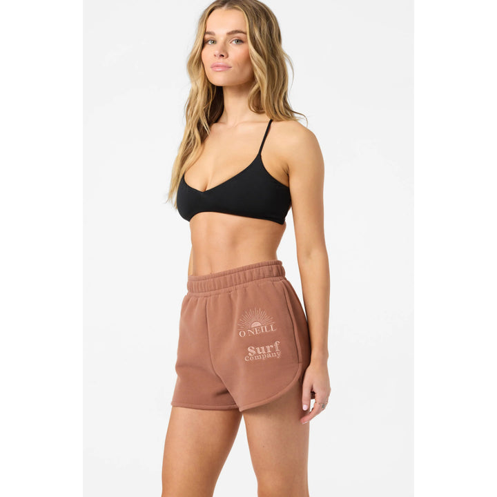 O'NEILL CHORE BREAK SCALLOP FLEECE LOUNGE SHORTS CAROB BROWN