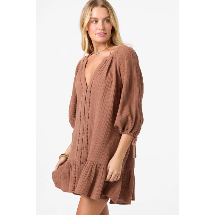 O'NEILL LOU MINI COVER-UP DRESS CAROB BROWN