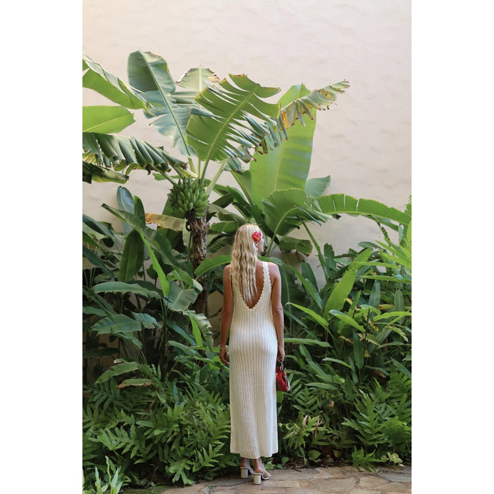 RHYTHM SCALLOP KNIT MAXI DRESS CREAM