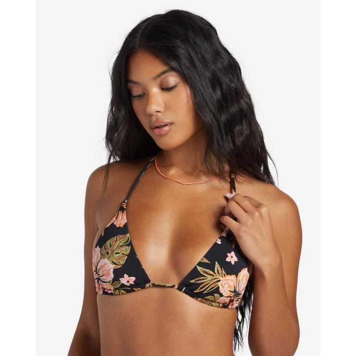 BILLABONG HOOKED ON TROPICS MULTI TRIANGLE TOP BLACK PEBBLE