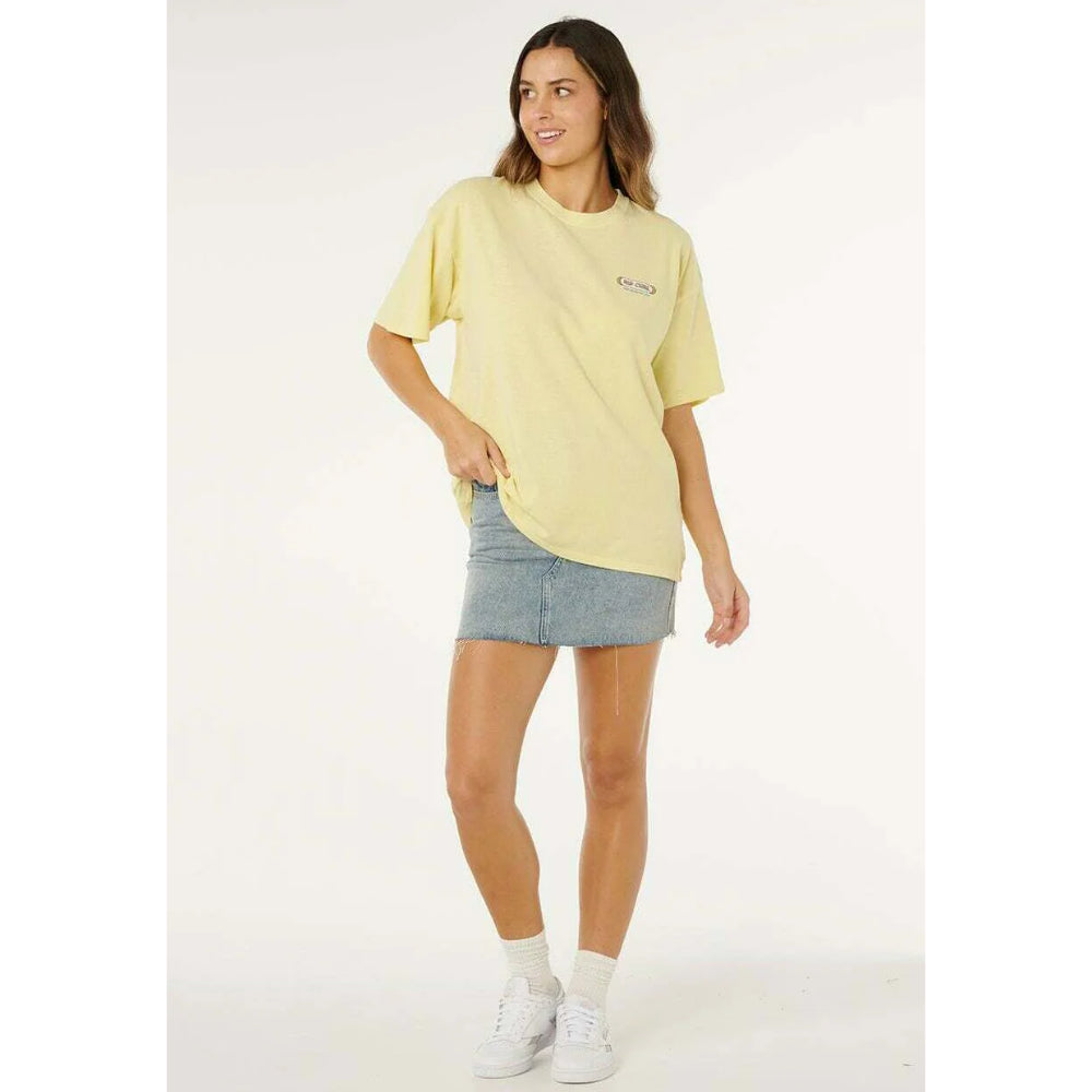 RIP CURL SURF REVIVAL HERITAGE TEE PASTEL YELLOW