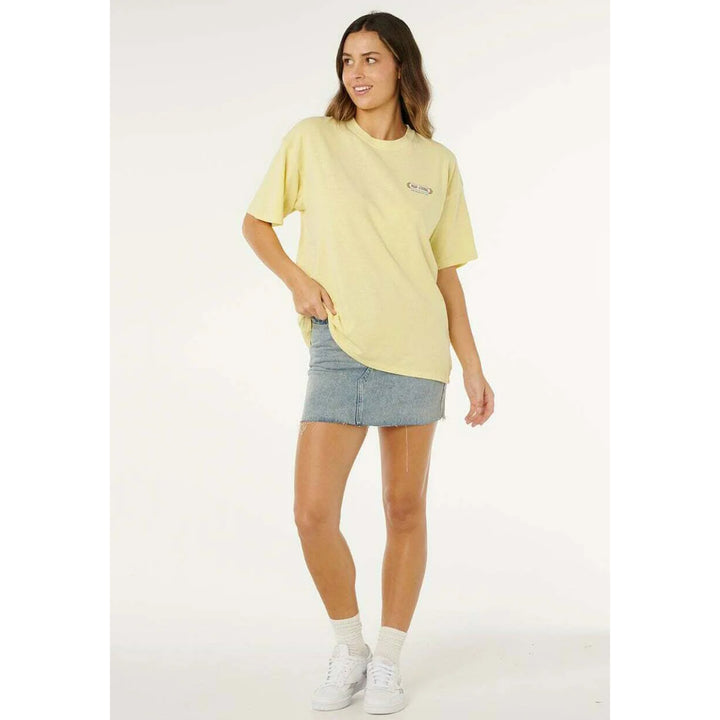 RIP CURL SURF REVIVAL HERITAGE TEE PASTEL YELLOW