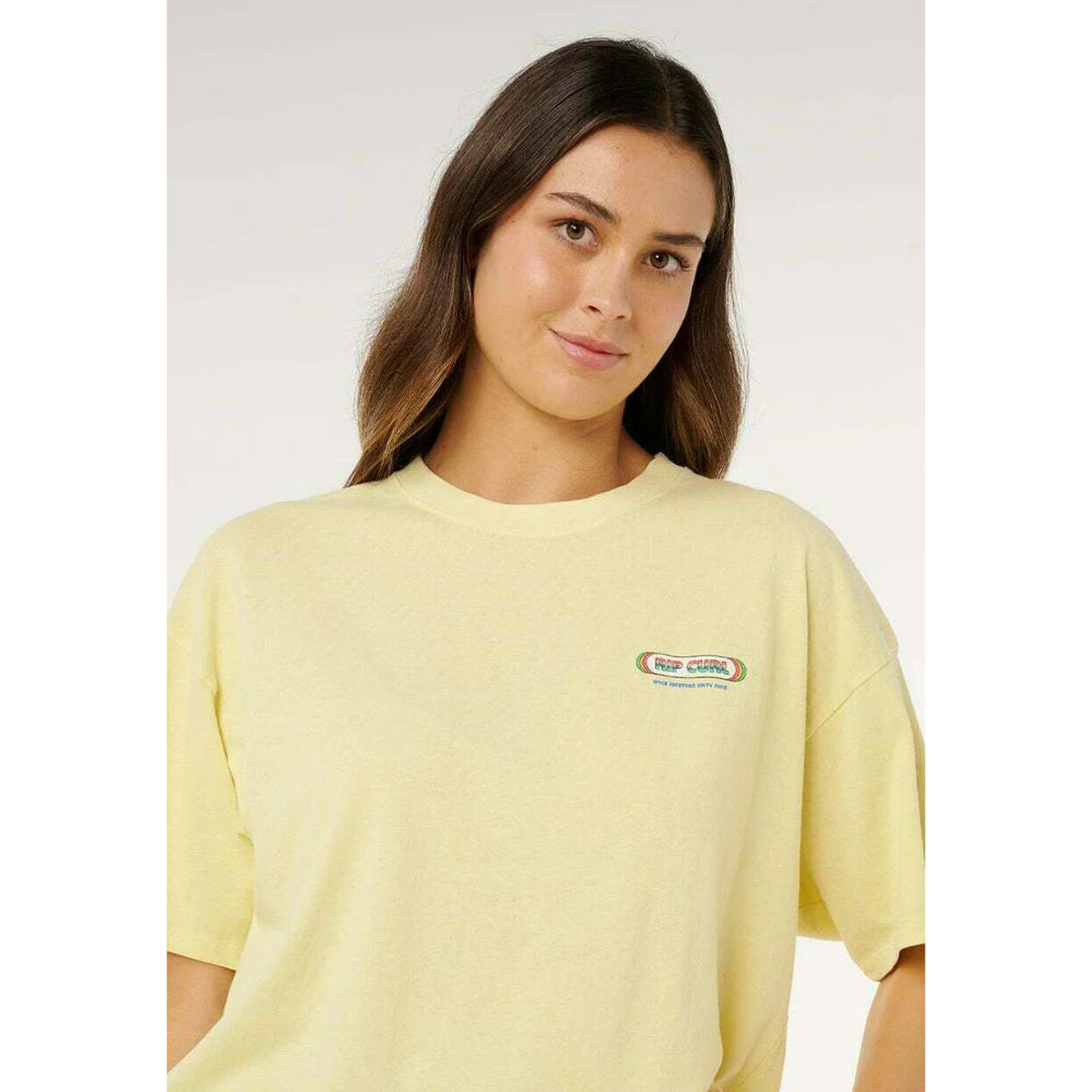 RIP CURL SURF REVIVAL HERITAGE TEE PASTEL YELLOW