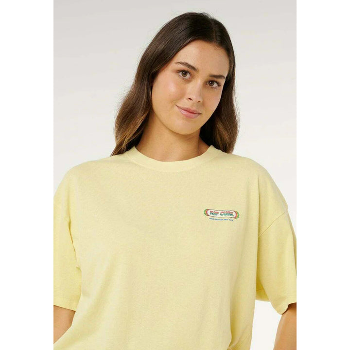 RIP CURL SURF REVIVAL HERITAGE TEE PASTEL YELLOW