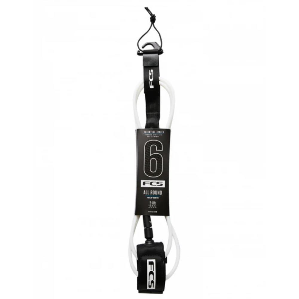 FCS ALL ROUND ESSENTIAL LEASH 8' WHITE/BLACK