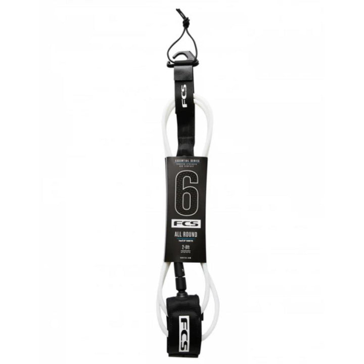 FCS COMPETITION ESSENTIAL LEASH 6' WHITE/BLACK