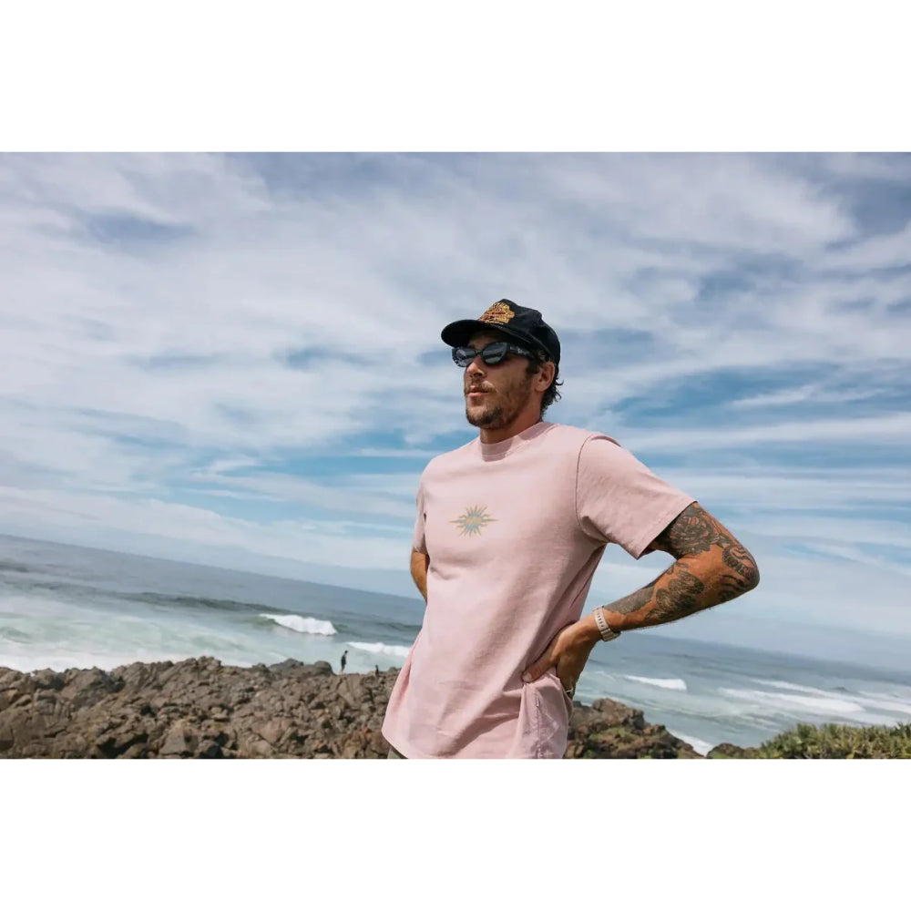 RHYTHM FLAME PRINTED VINTAGE T-SHIRT MAUVE