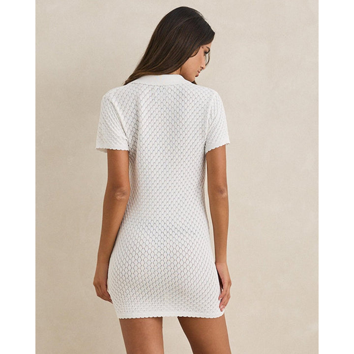 RHYTHM GIGI KNIT SHIRT DRESS WHITE
