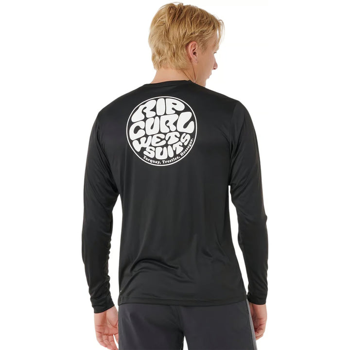RIP CURL ICONS OF SURFLITE UV L/S RASH GUARD BLACK
