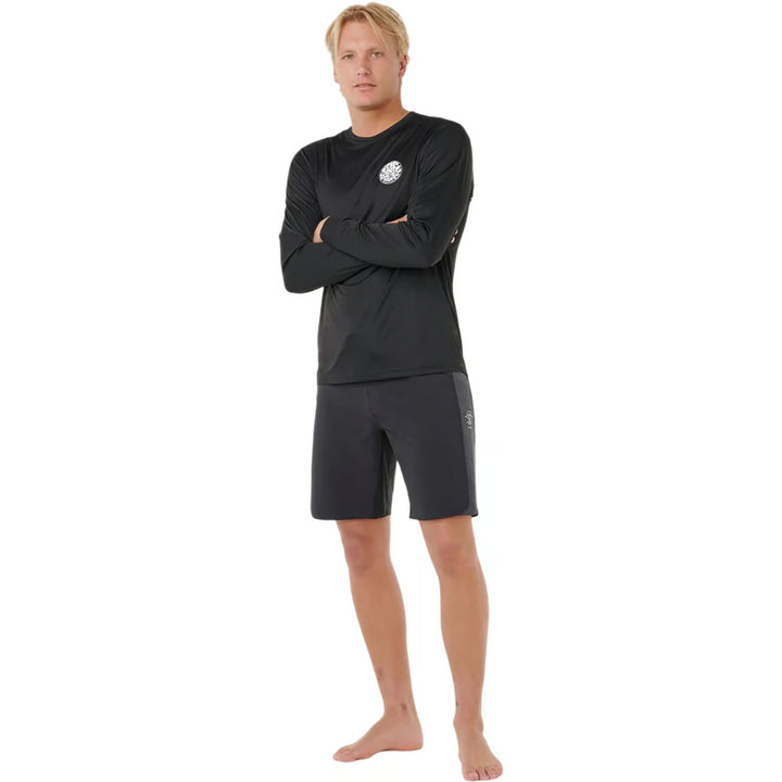 RIP CURL ICONS OF SURFLITE UV L/S RASH GUARD BLACK