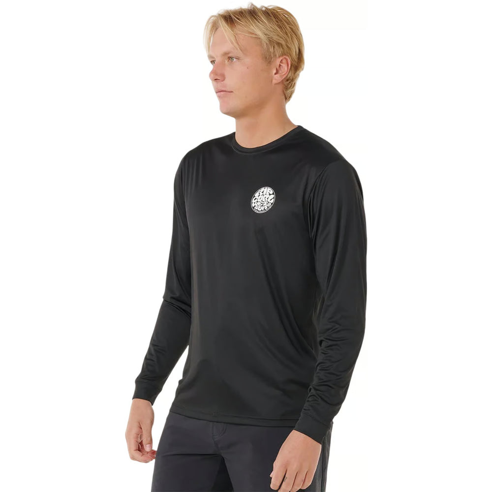 RIP CURL ICONS OF SURFLITE UV L/S RASH GUARD BLACK