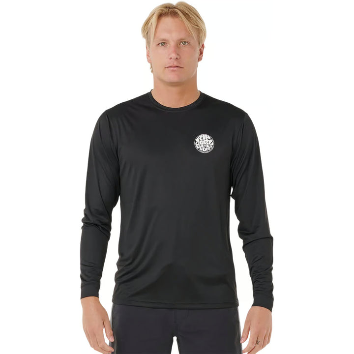 RIP CURL ICONS OF SURFLITE UV L/S RASH GUARD BLACK