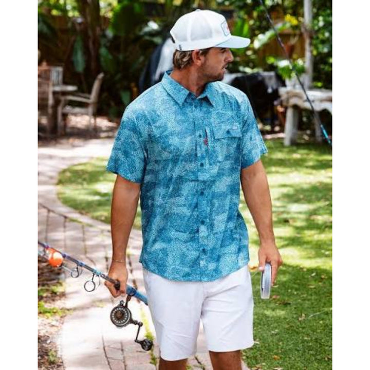SALTY CREW FLAGSHIP UV BUTTON UP DARK NAVY