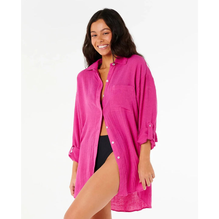 RIP CURL PREMIUM SURF HOLIDAY SHIRT FUSHIA