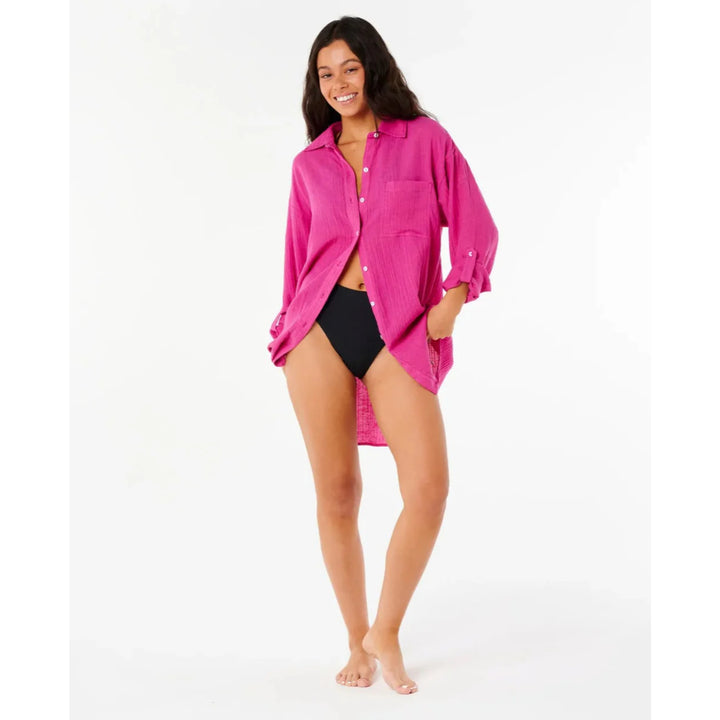 RIP CURL PREMIUM SURF HOLIDAY SHIRT FUSHIA