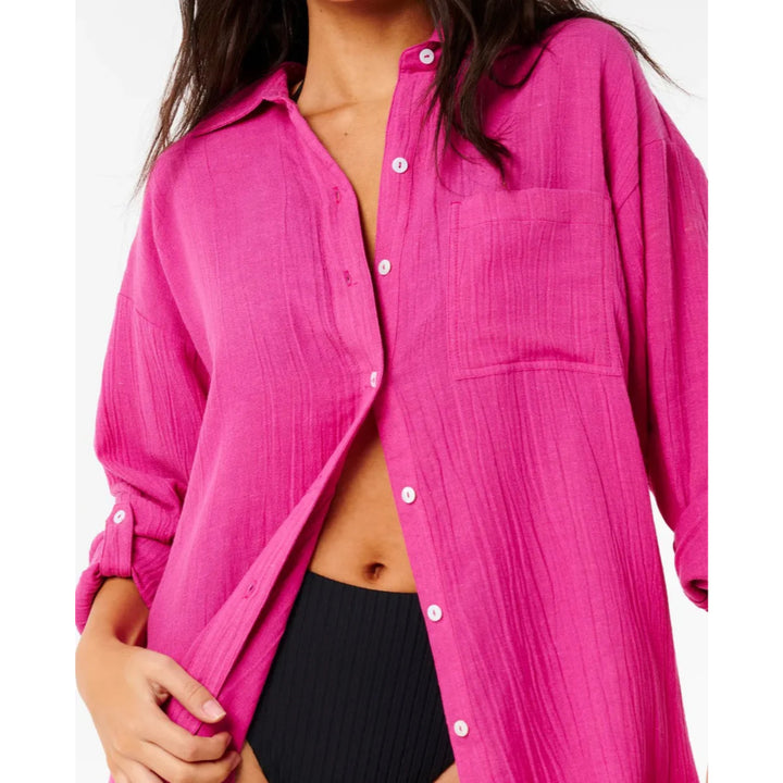 RIP CURL PREMIUM SURF HOLIDAY SHIRT FUSHIA