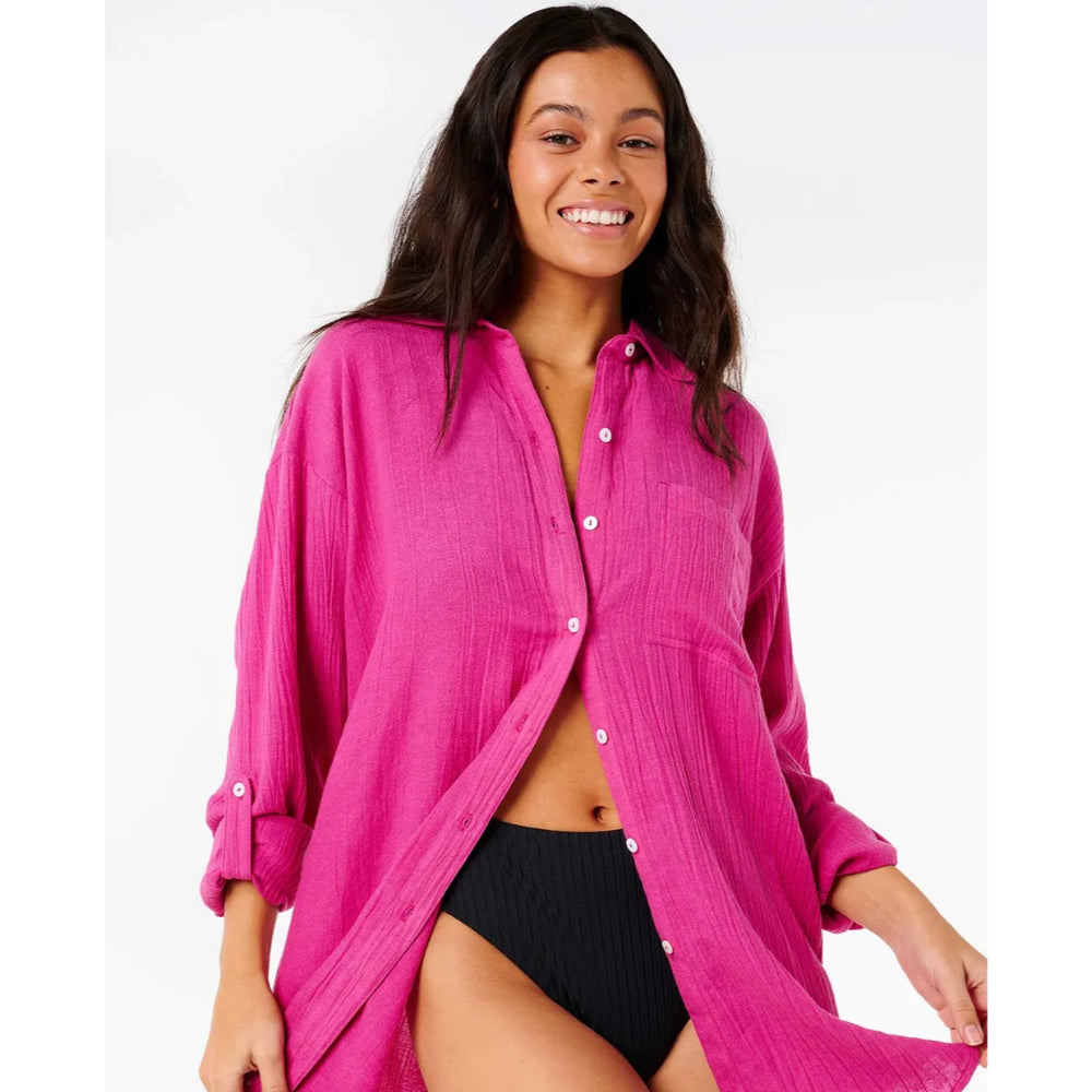 RIP CURL PREMIUM SURF HOLIDAY SHIRT FUSHIA