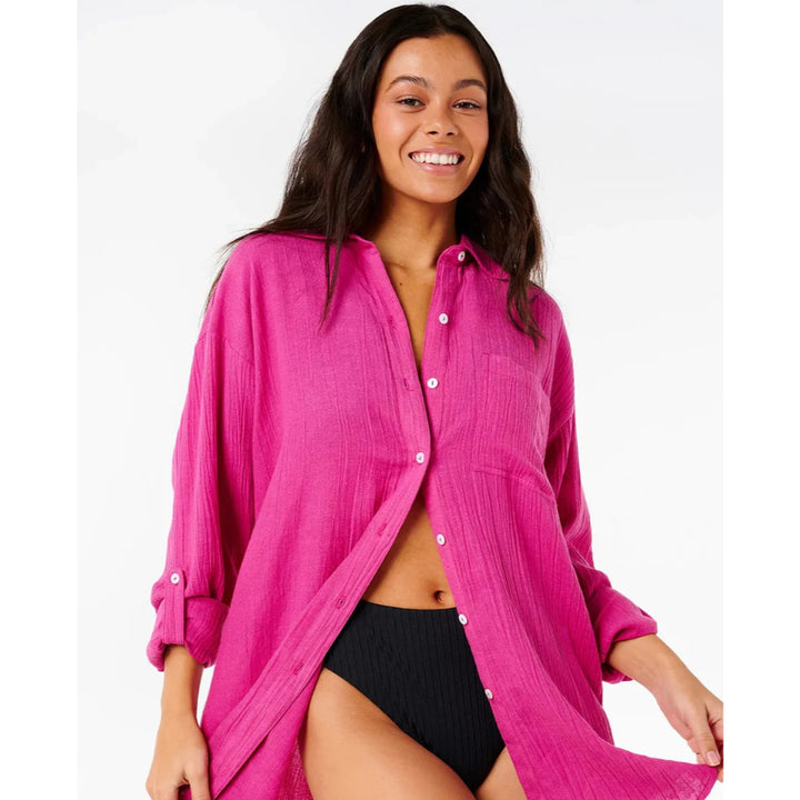 RIP CURL PREMIUM SURF HOLIDAY SHIRT FUSHIA